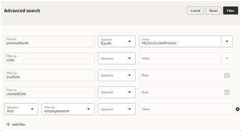 Advanced search (Filters) .